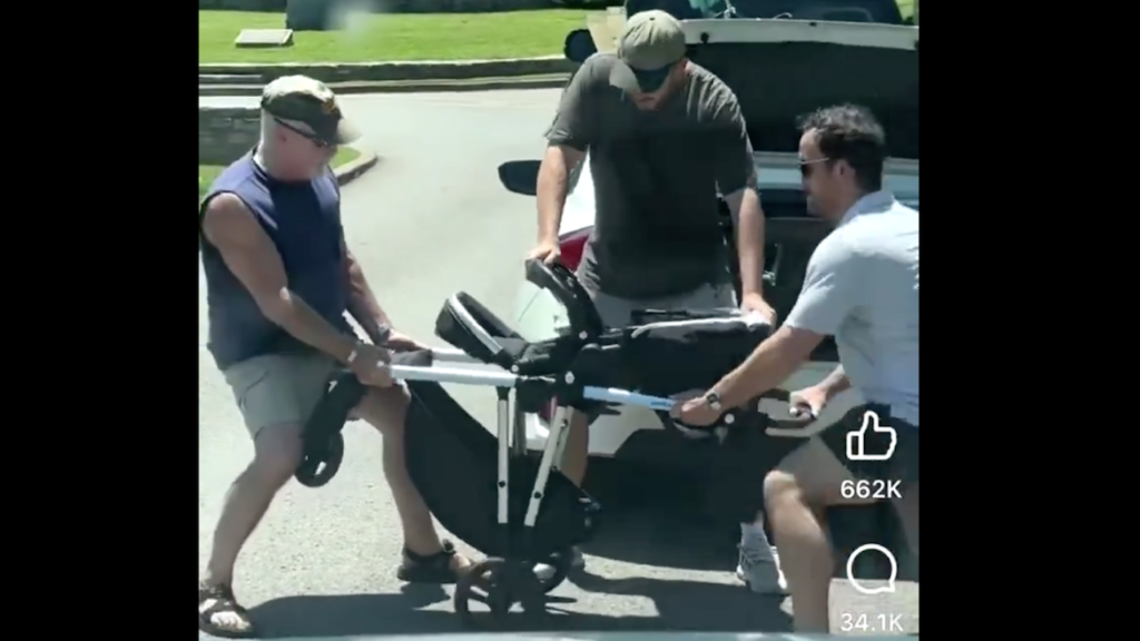 Watch: Three dads attempt to fold stroller with hilarious results