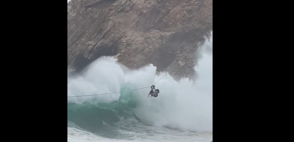 Watch: Ziplining over the ocean goes from thrills to chills