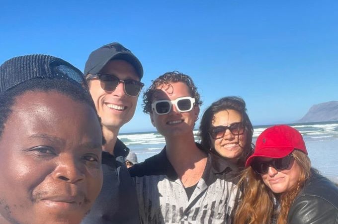 Glen Powell and Margaret Qualley film Huntington in Cape Town