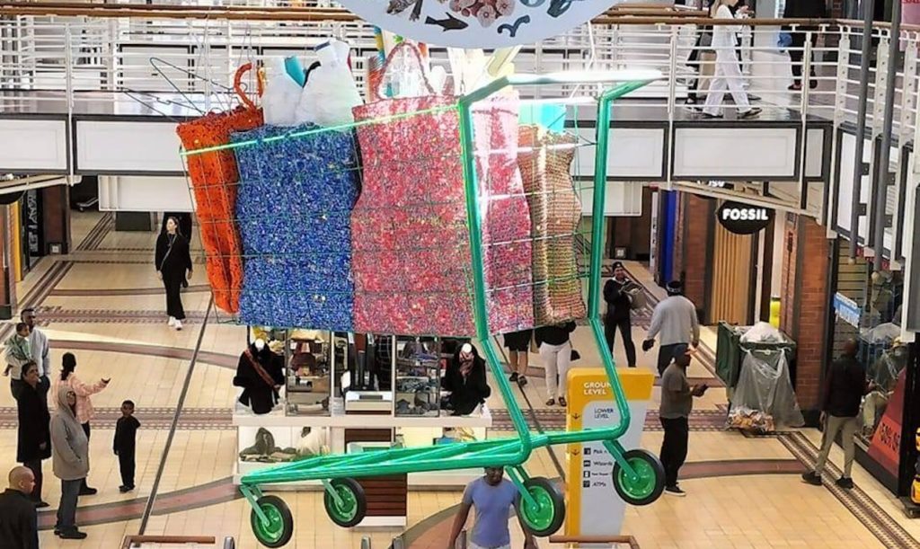 V&A Waterfront's giant trolley installation promotes conscious consumption